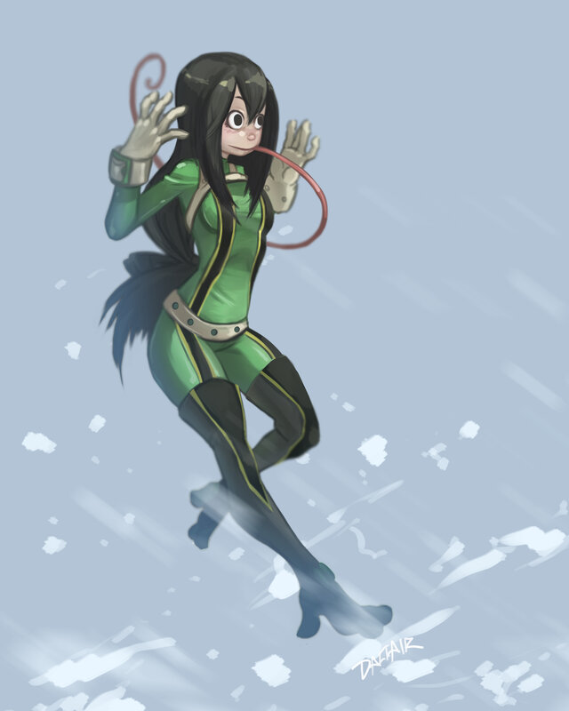 Anime Girl in Green Suit — Playful, Winter