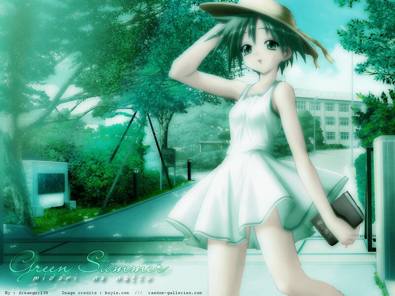 Anime girl in green summer