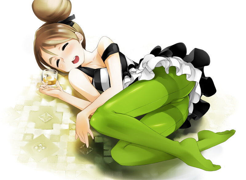 anime girl in green tights