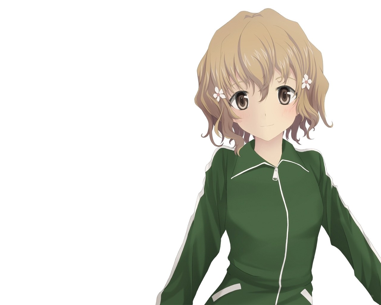 anime girl in green tracksuit