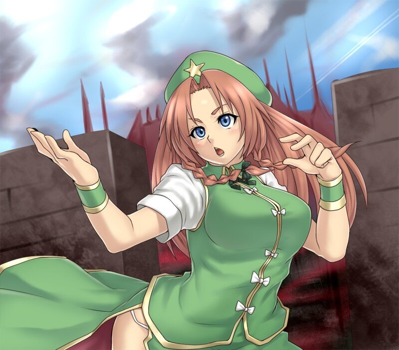 anime girl in green uniform