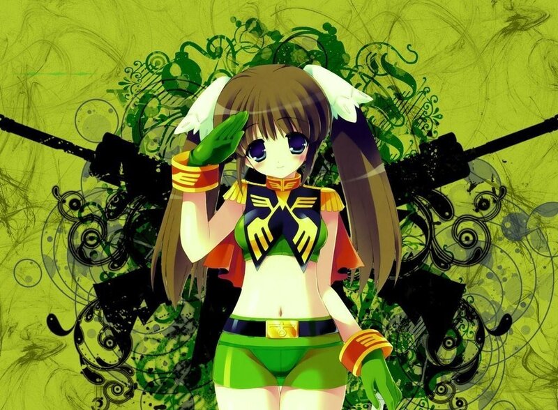 anime girl in green uniform