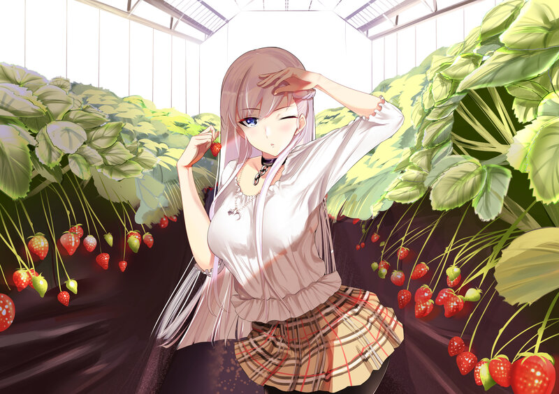 Anime Girl in Greenhouse — White