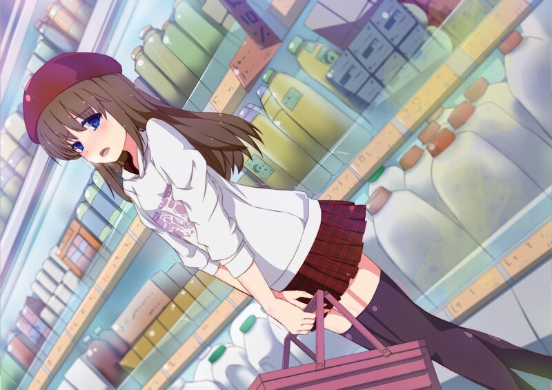 anime girl in grocery store
