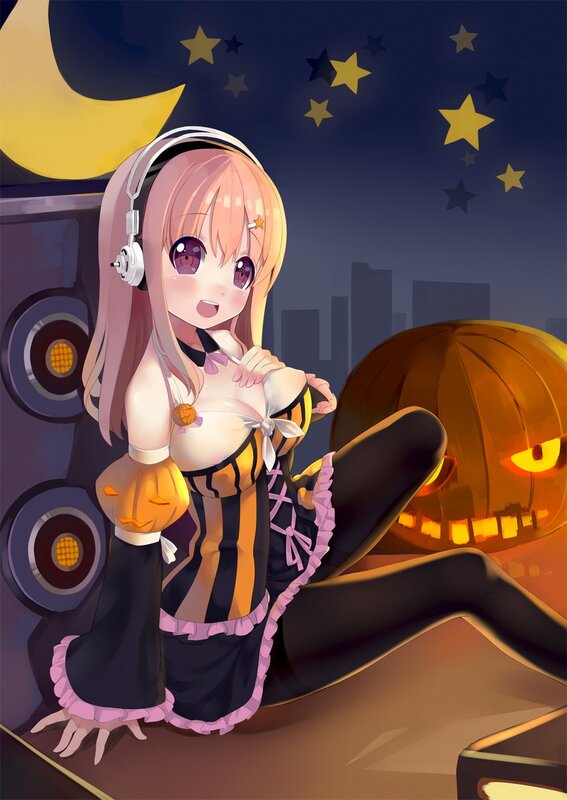 Anime Girl in Halloween Costume — Black, Festive
