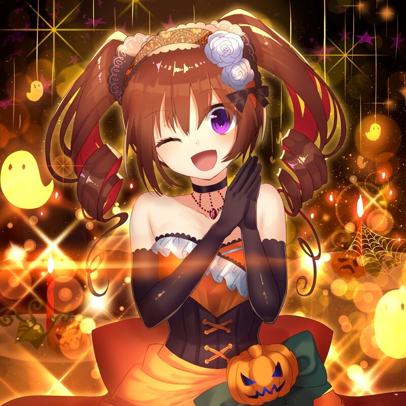 Anime Girl in Halloween Costume — Orange, Festive