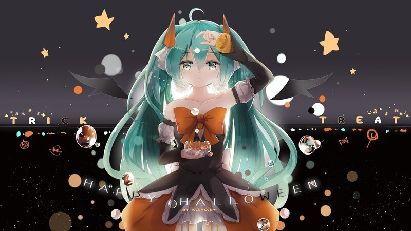Anime Girl in Halloween Costume — Teal