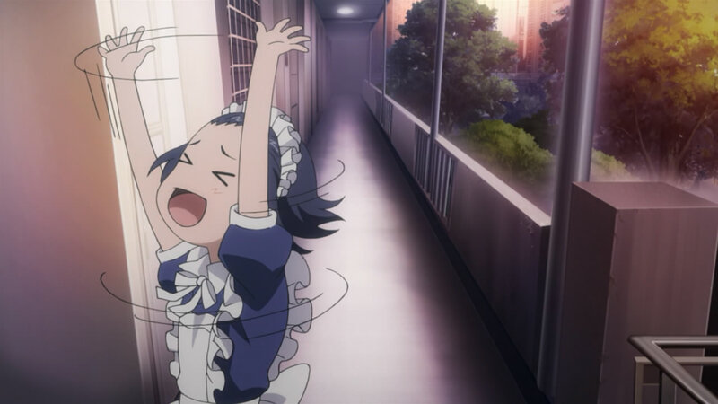 anime girl in hallway