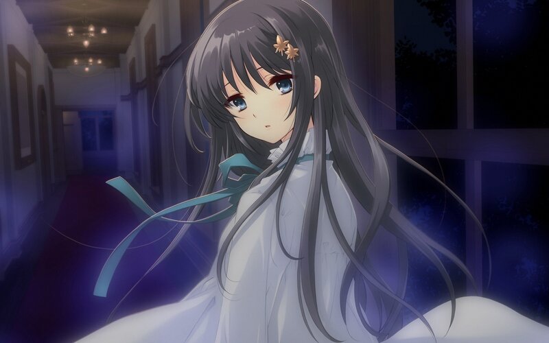 anime girl in hallway