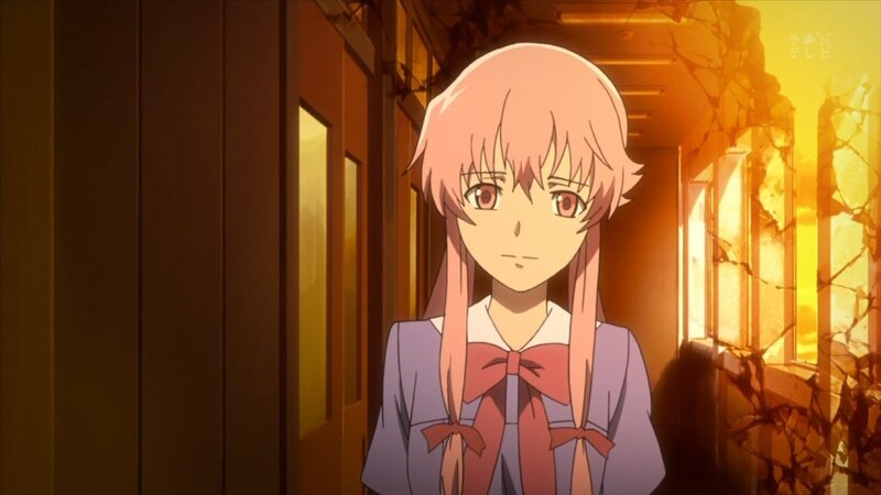 anime girl in hallway