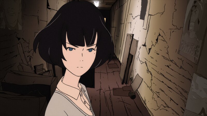 Anime Girl in Hallway — Brown, Dramatic