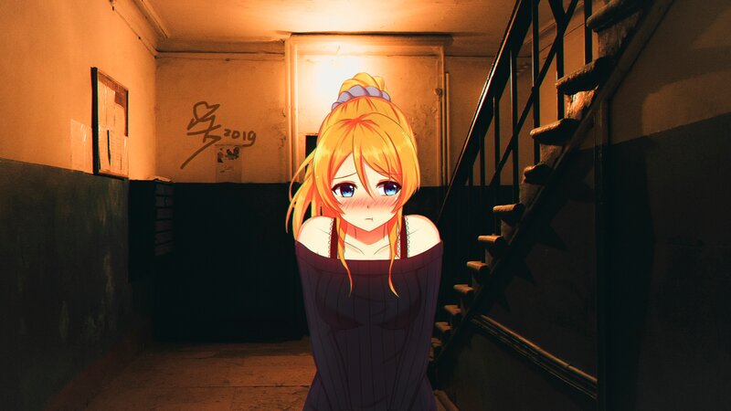 Anime Girl in Hallway — Orange