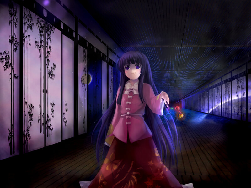 Anime Girl in Hallway — Purple