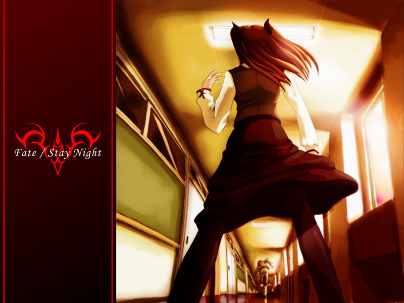 Anime Girl in Hallway — Red