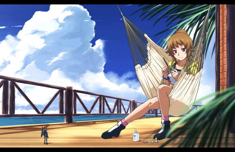 Anime Girl in Hammock — Blue