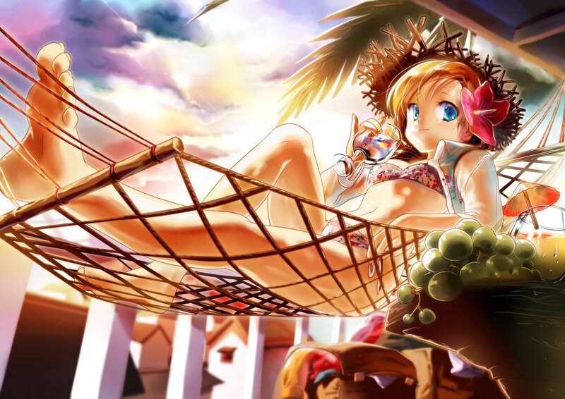 Anime Girl in Hammock — Orange