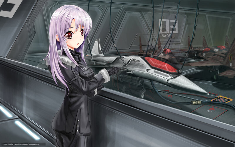 Anime Girl in Hangar — Gray, Calm