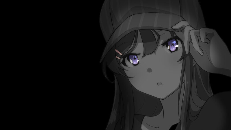 Anime Girl in Hat — Black, Dramatic, Night