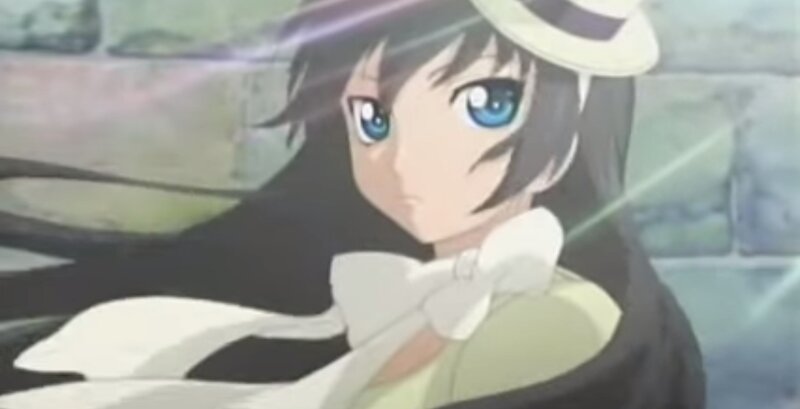 Anime Girl in Hat — Black, Dramatic