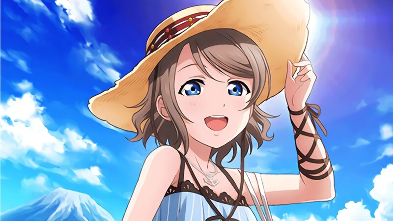 Anime Girl in Hat — Blue, Bright, Cheerful