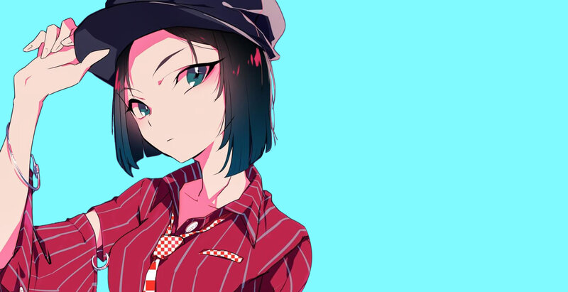 Anime Girl in Hat — Blue, Confident