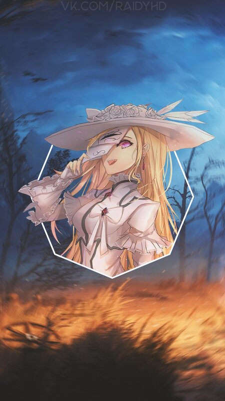 Anime Girl in Hat — Blue, Dramatic, Night