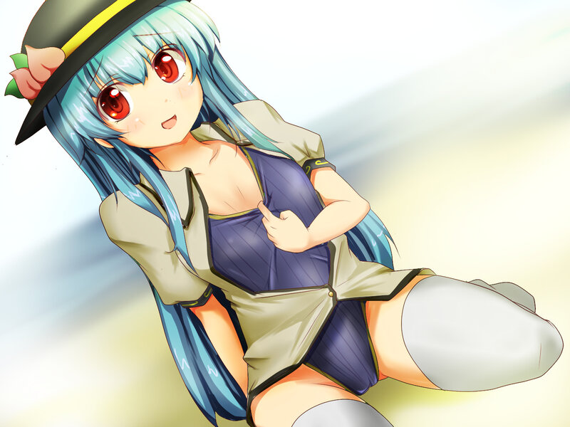 Anime Girl in Hat — Blue, Playful