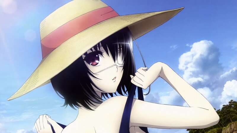 Anime Girl in Hat — Blue, Serene, Afternoon, Swimsuit