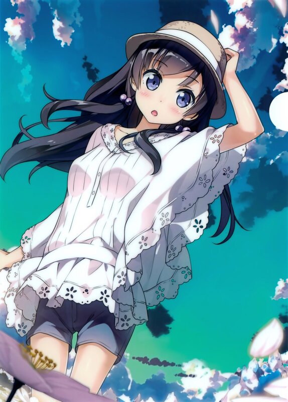 Anime Girl in Hat — Blue, Serene, Summer
