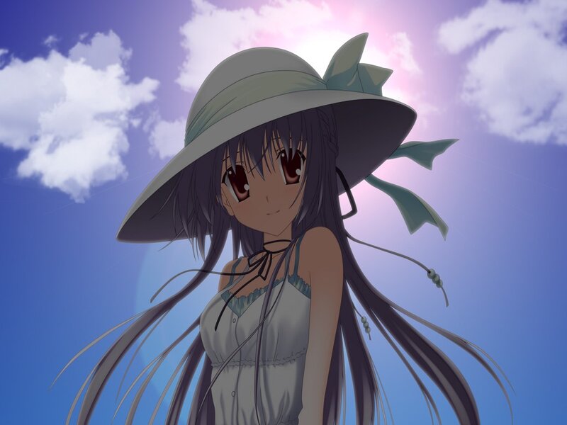 Anime Girl in Hat — Blue, Serene