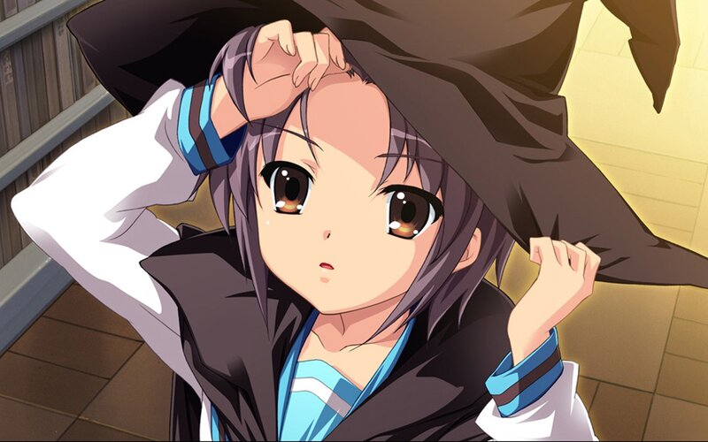 Anime Girl in Hat — Brown, Neutral