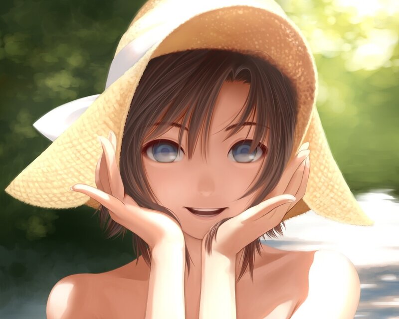 Anime Girl in Hat — Brown, Serene