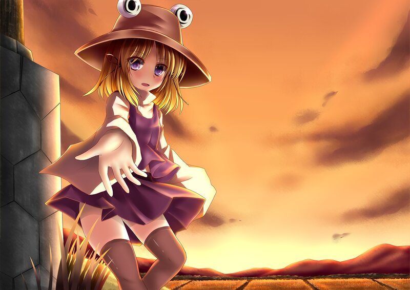 Anime Girl in Hat — Orange, Dramatic