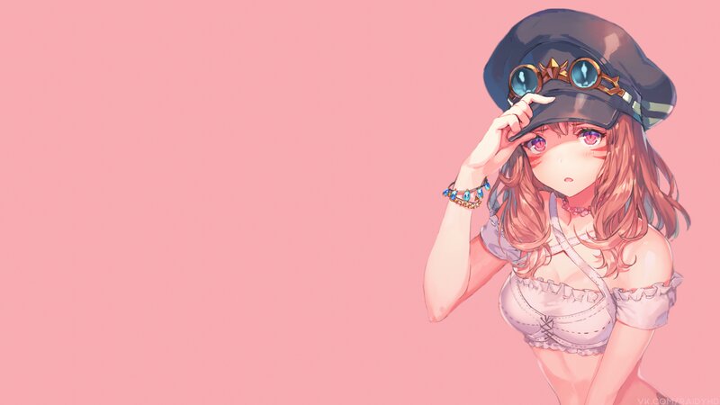 Anime Girl in Hat — Pink, Calm