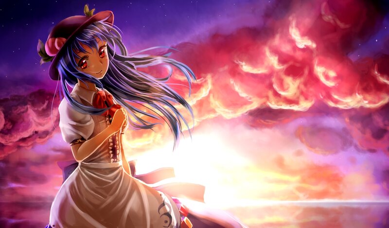 Anime Girl in Hat — Purple, Dramatic