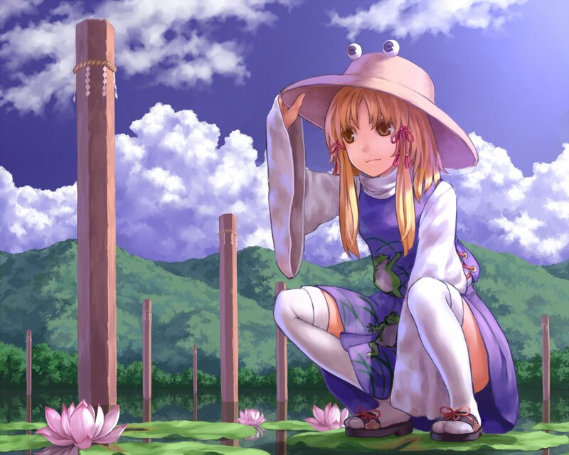 Anime Girl in Hat — Purple, Serene, Afternoon