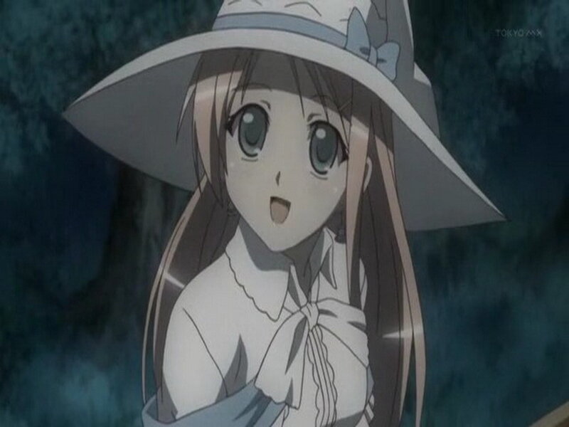 Anime Girl in Hat — White, Surprised