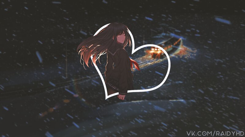 Anime Girl in Heart Frame — Black