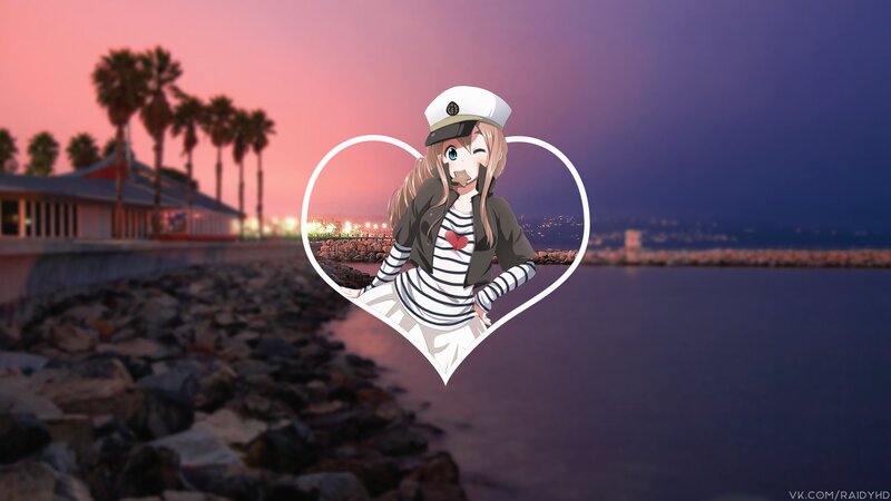 Anime Girl in Heart Frame — Pink