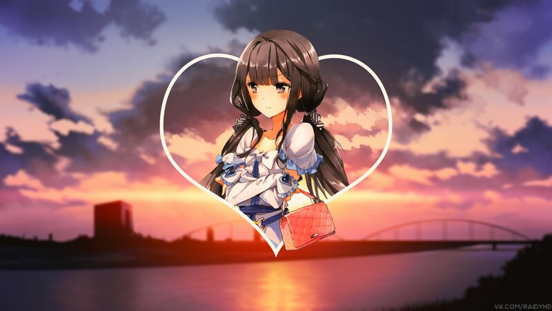 Anime Girl in Heart Frame — Purple, Dramatic