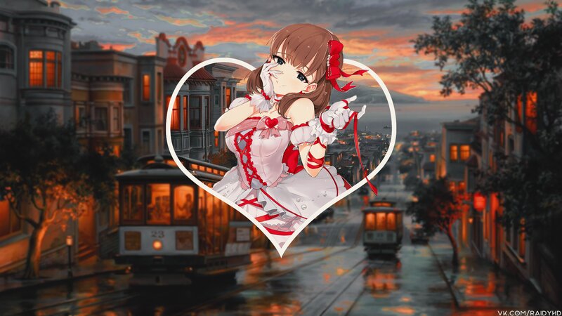 Anime Girl in Heart Frame — Red