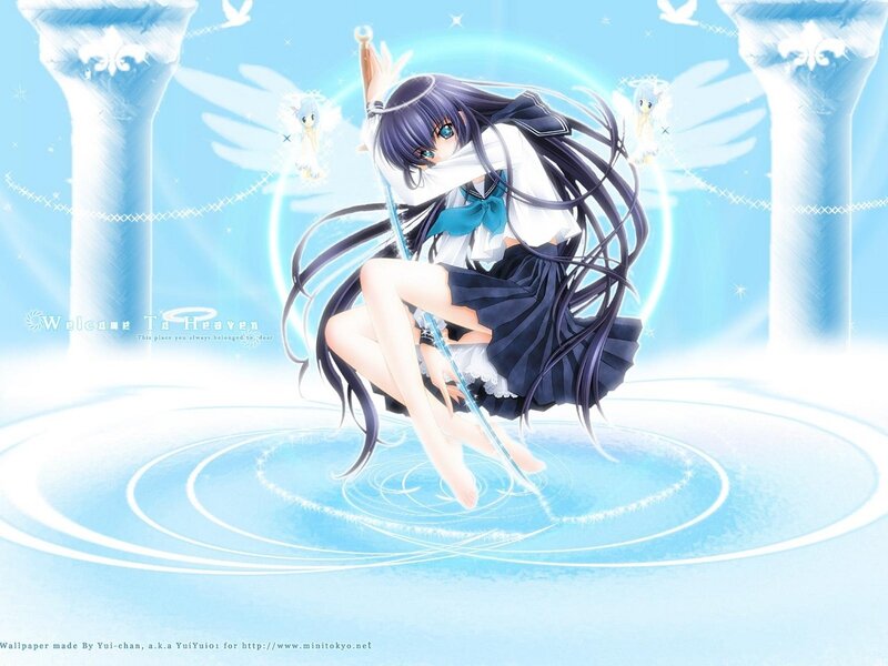 anime girl in heavenly setting