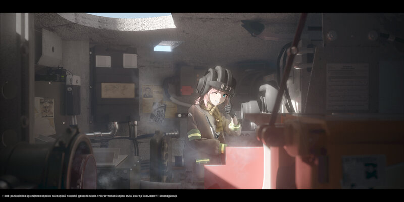 Anime Girl in Helmet — Gray, Dramatic