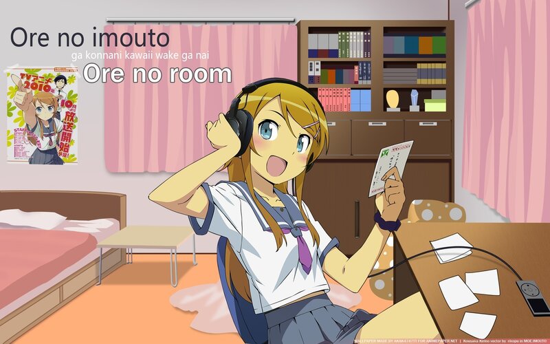 anime girl in her room