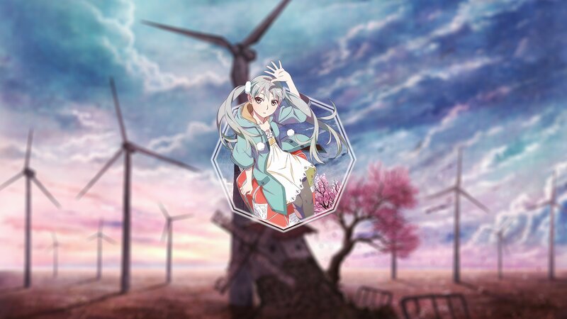 Anime Girl in Hexagon — Blue, Dramatic