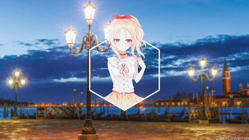 Anime Girl in Hexagon — Blue