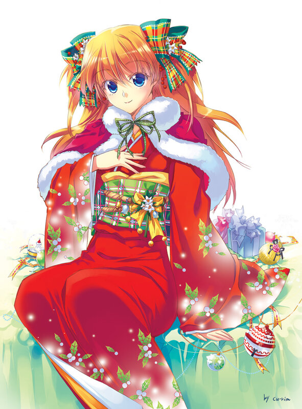 anime girl in holiday kimono
