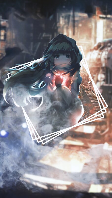 Anime Girl in Hood — Blue, Dramatic