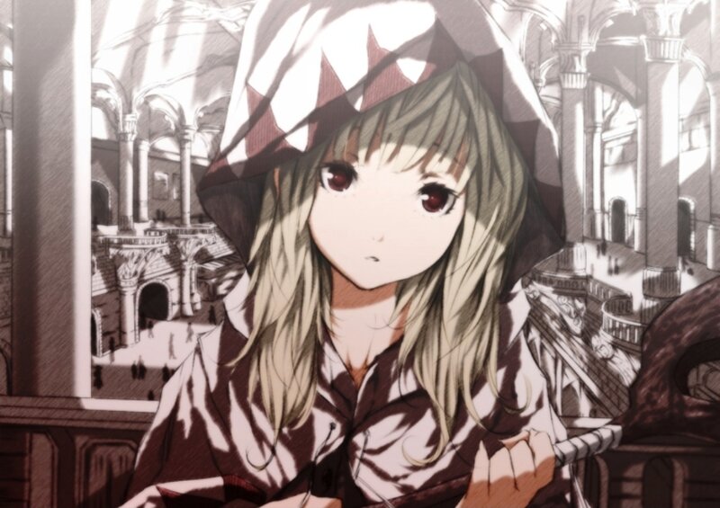 Anime Girl in Hood — Brown, Dramatic