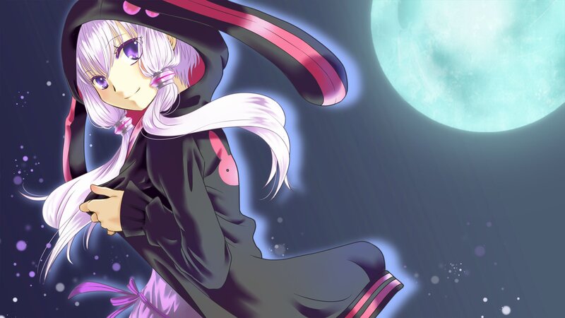 Anime Girl in Hood — Purple, Mysterious, Night
